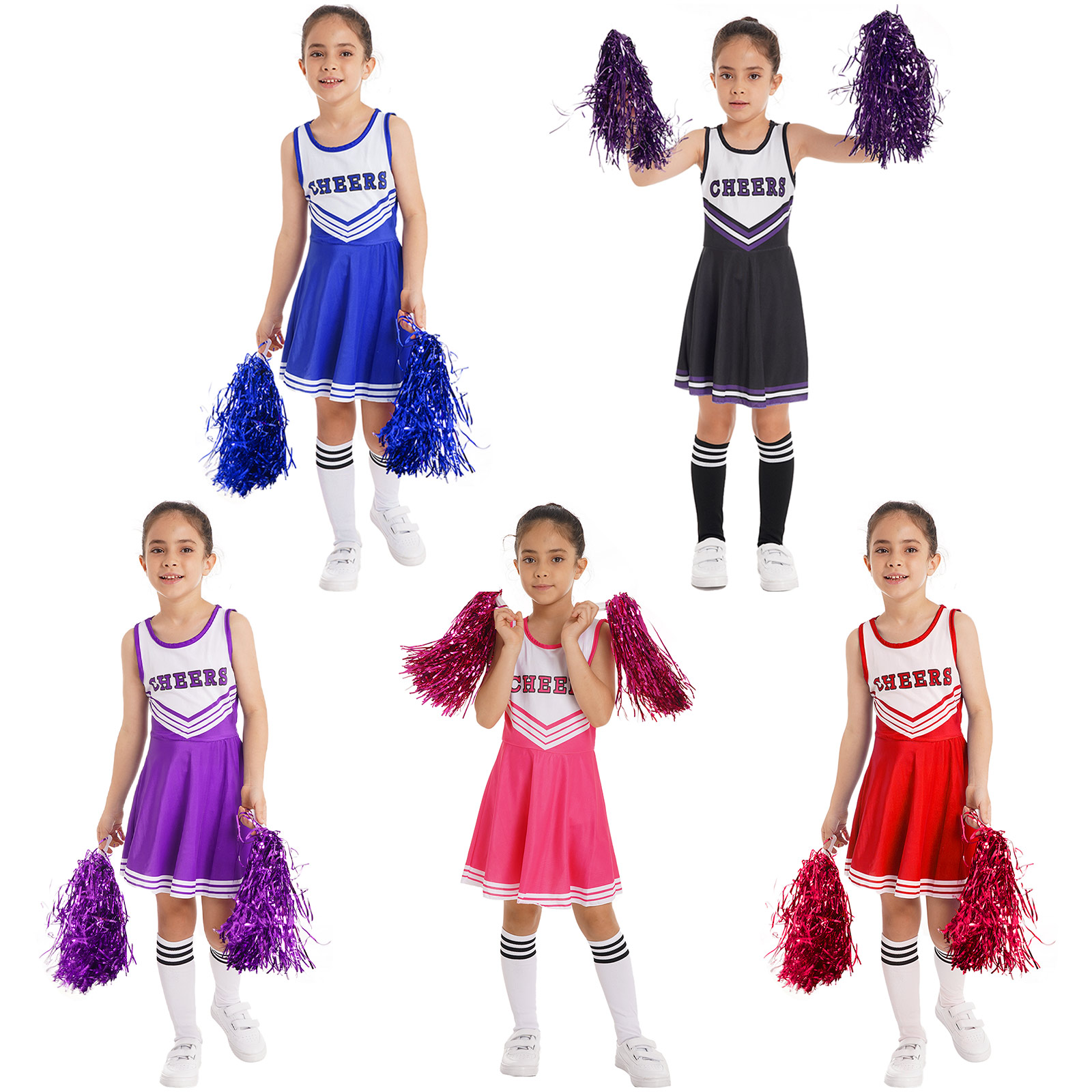Girls Cheerleader Costume Slee - Cheerleading Pom Pom ulasan dan harga
