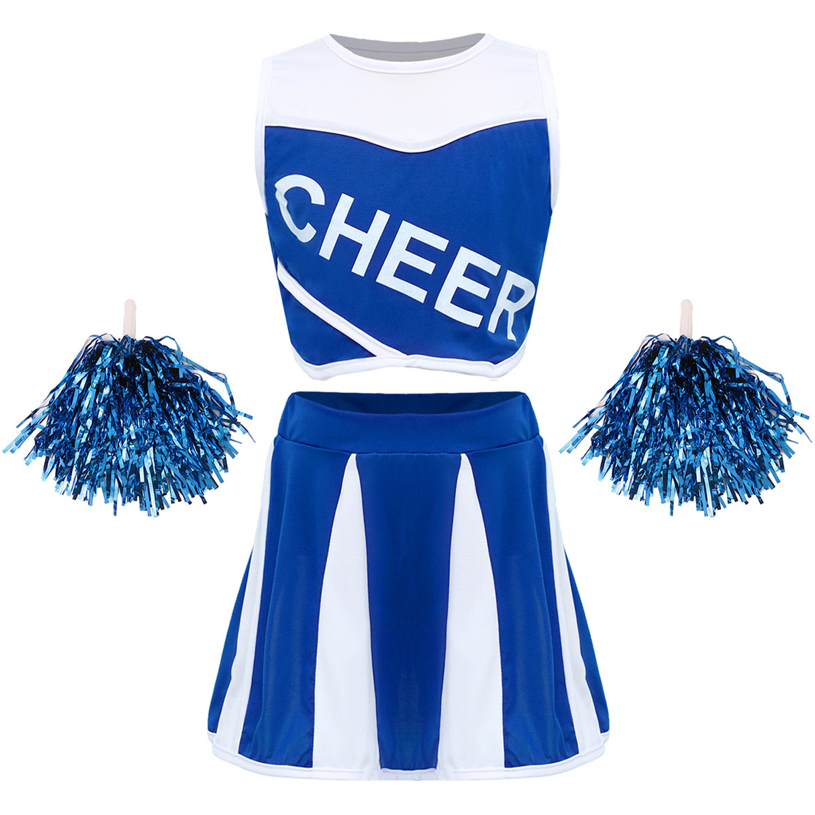 Kids Girls Cheer Squad Outfit  - Cheerleading Pom Pom ulasan dan harga