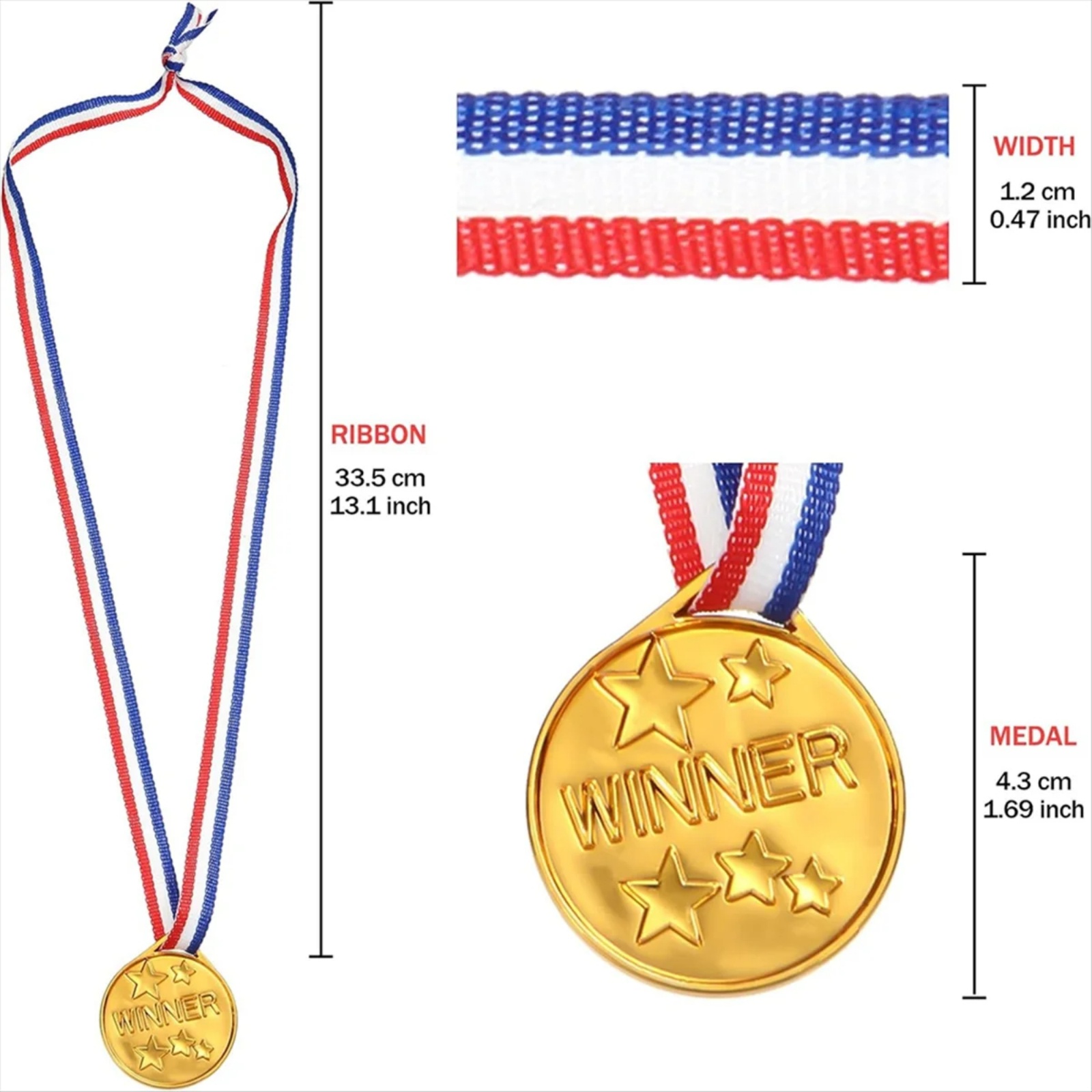 30Pcs Plastic Gold Winners Med - Sports Equipment For Schools ulasan dan harga